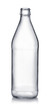 Front view of empty glass beer bottle