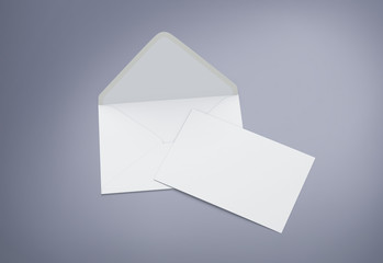 Canvas Print - Opened envelope with blank card. Blank envelope with post card on dark background.