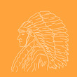 Portrait of Indian chief - head profile of tribal chief