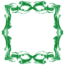 Green Ornament Watercolor Art Nouveau Frame Border Pattern, Vector Illustration