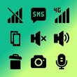 © Ольга Гетманова - Vector icon set about mobile device with 9 icons related to signal, corporate, on, flat, entertainment, soundtrack, speech, template, film and structure
