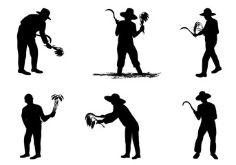 silhouette farmer shape vector design