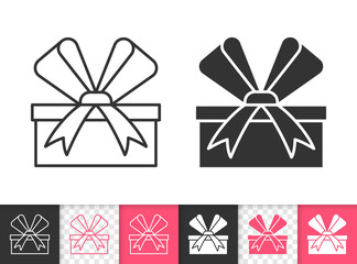 Wall Mural - Gift simple black line vector icon