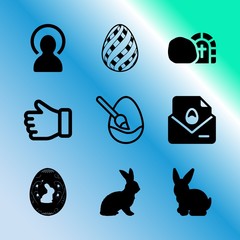 Vector icon set about easter with 9 icons related to dialog, heaven, ornate, spirit, sms, banner, silhouette, religious, design and short