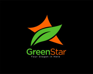 Wall Mural - Green star logo, eco star, nature star, logo, icon, symbol