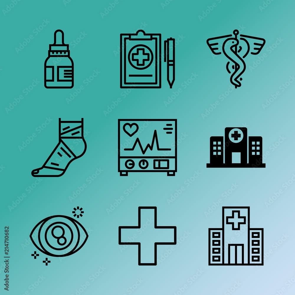 Vector icon set about medicine with 9 icons related to hygiene, christ ...