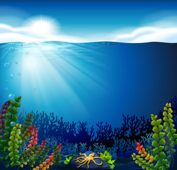 Wall Mural - Sunshine into the deep ocean