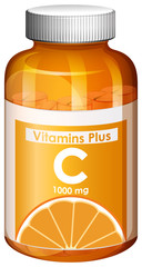 Wall Mural - A bottle of vitamin C capsules