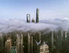 Skyscrapers Above The Dramatic Clouds In Shanghai
