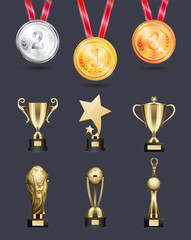 Wall Mural - medal and achievements icons isolated collection