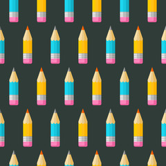 Colorful seamless patterns on the theme of education, school, autumn. Vector illustration in flat style.