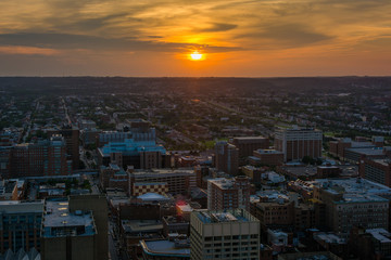 Sunset over downtown Baltimore, Maryland