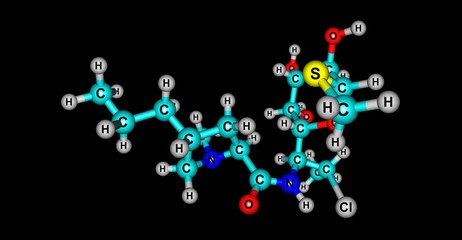 Sticker - Clindamycin molecular structure isolated on black