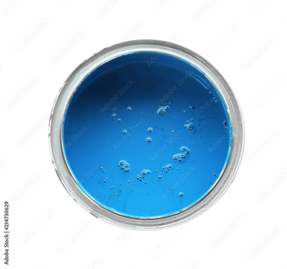 Can of paint on white background