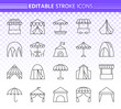 © Suesse - Tent simple black line icons vector set