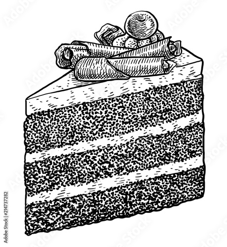Chocolate Cake Slice Illustration Drawing Engraving Ink Line Art Vector Buy This Stock Vector And Explore Similar Vectors At Adobe Stock Adobe Stock