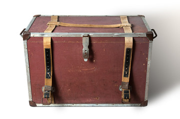 Old traveling box isolated on white background