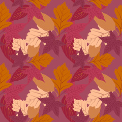 Wall Mural - Abstract seamless background of autumn leaves