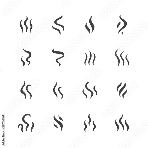 Fotomural Smoke, steam flat line icons