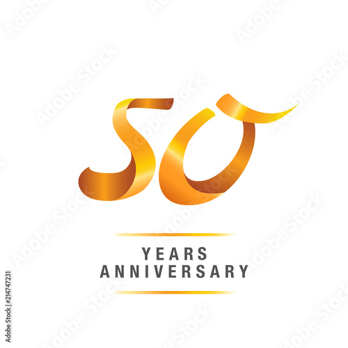 50 Years Golden Anniversary Celebration Logo Isolated On White
