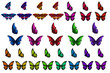 © somber - Realistic colorful 3d butterflies set, isolated white background. Decoration element for design.