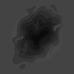 papercut geometric black 3d multi layer pattern. vector paper cut dark gray anthracite color gradien
