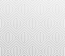 Aufkleber - Geometric abstract linear honeycomb hexagon pattern. Vector silver foil texture background with glittery lines pattern on white