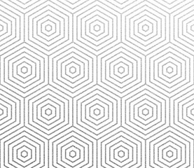 Aufkleber - Geometric silver honeycomb or hexagon lines pattern. Vector foil texture background with abstract glittery linear pattern on white