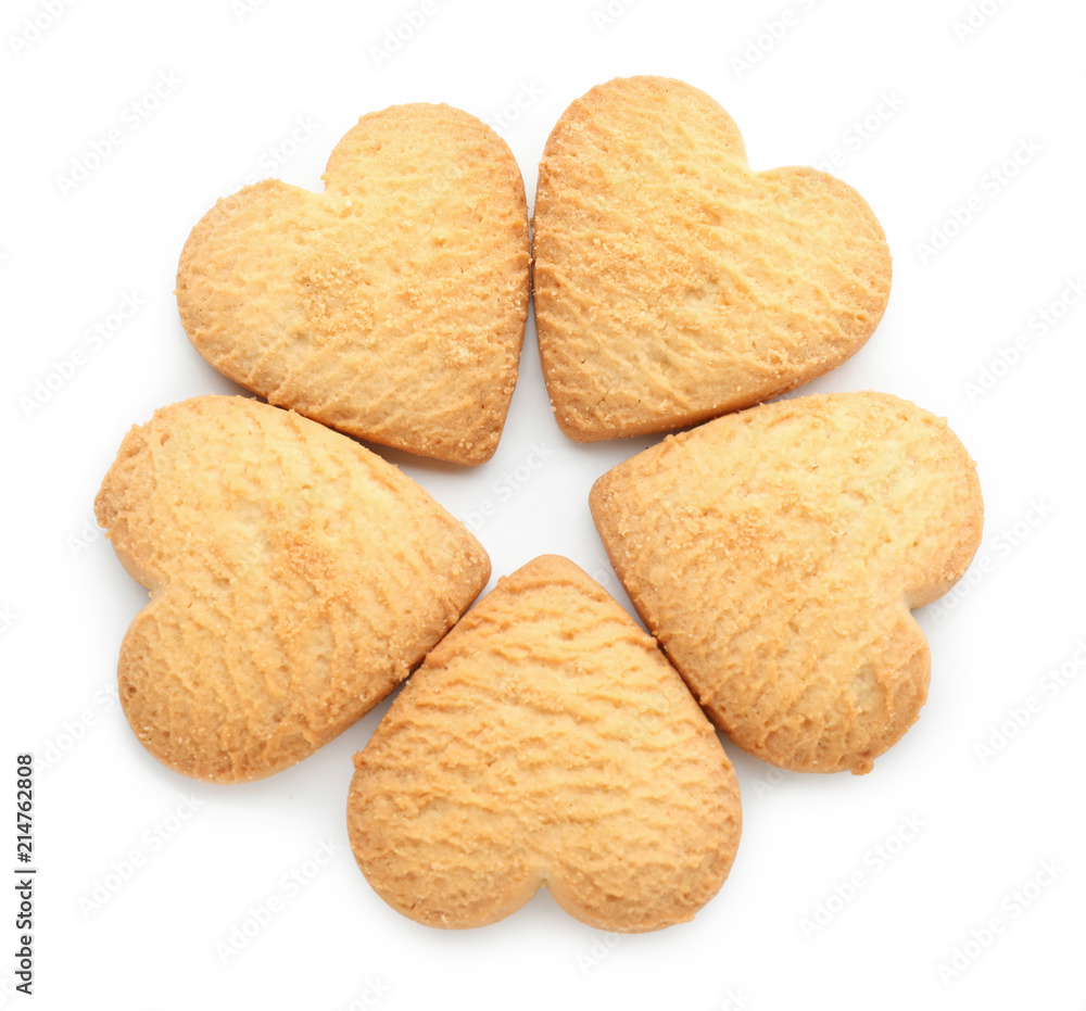 Sweet tasty cookies on white background