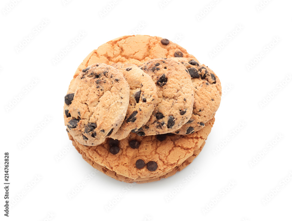 Sweet tasty cookies on white background