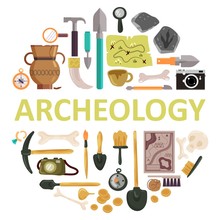 Archaeology Icon Set Vector Isolated Illustration