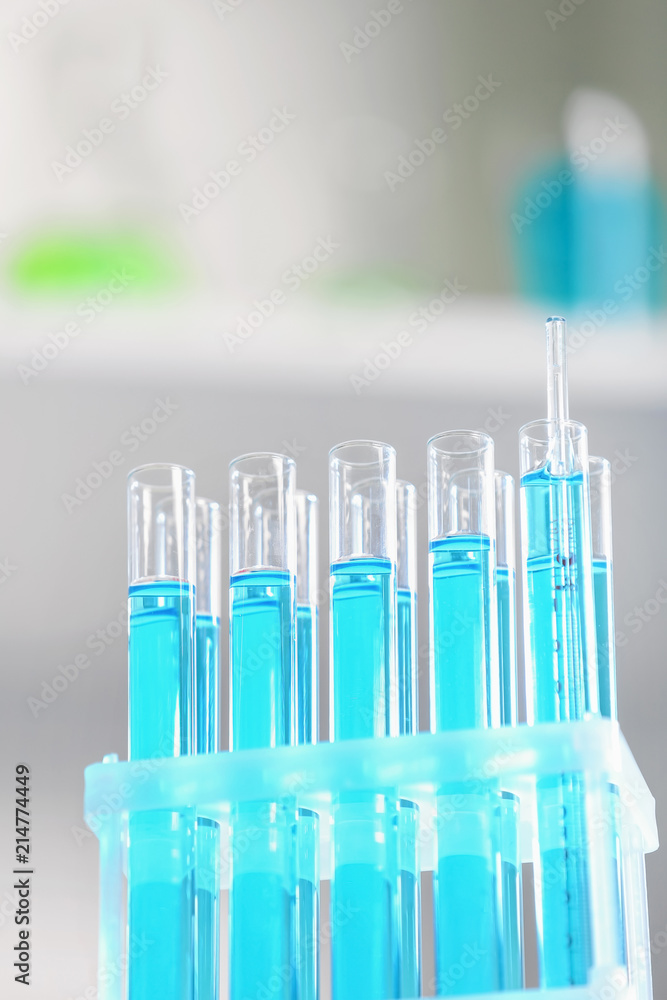Holder with test tubes in laboratory