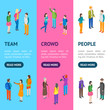 © bigmouse108 - People Characters Banner Vecrtical Set Isometric View. Vector