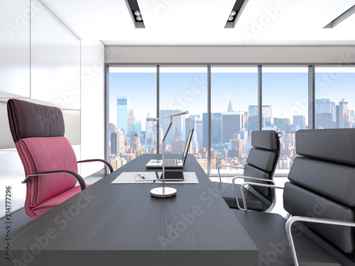 Modern Luxury Ceo Office Interior Design With Cityscape 3d