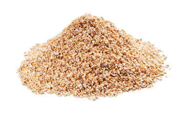 Heap of barley grits on white background