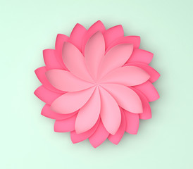 Aufkleber - Single color decorative flower on blue background. Paper origami.
