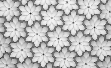 Poster - Abstract background of paper flowers. Monochrome 3D pattern.