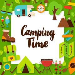 Wall Mural - Camping Time Paper Concept