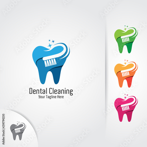 Dental Logo Design Tooth Brush Vector Concept For Dentist Dental
