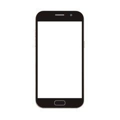 Wall Mural - black smart phone with blank screen isolated on white