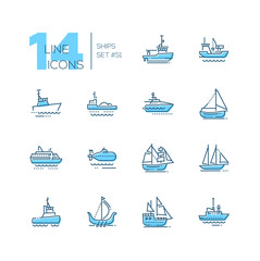 Wall Mural - Water transport - thin line design icons set