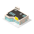 Isometric Shopping Mall Icon.

Commercial large supermarket Store. 