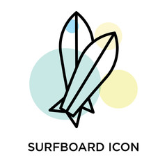 Wall Mural - Surfboard icon vector sign and symbol isolated on white background, Surfboard logo concept