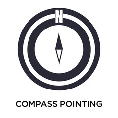compass pointing north icon vector sign and symbol isolated on white background, compass pointing no