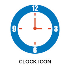 Poster - Clock icon vector sign and symbol isolated on white background, Clock logo concept