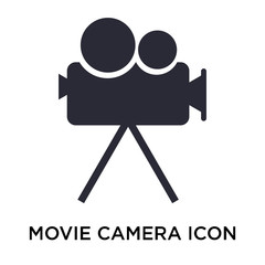 Poster - Movie camera icon vector sign and symbol isolated on white background, Movie camera logo concept