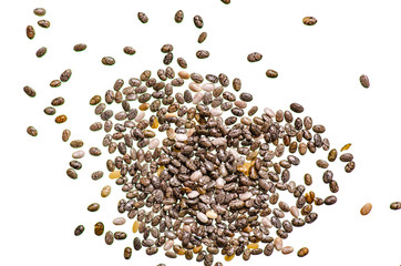 Wall Mural - Chia seeds organic on white background isolation