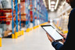 © Stock Rocket - Manager in warehouse holding digital tablet