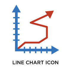 Sticker - Line chart icon vector sign and symbol isolated on white background, Line chart logo concept