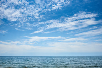 Wall Mural - beautiful sea summer landscape, cloudy sky with sunlight